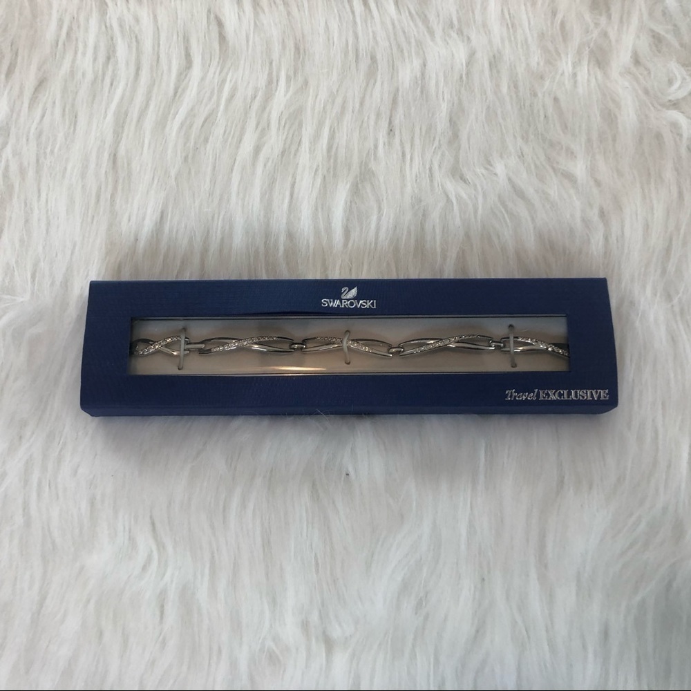 Swarovski Bracelet New Original Box Stamped SWAROVSKI Silvertone Clear Crystal